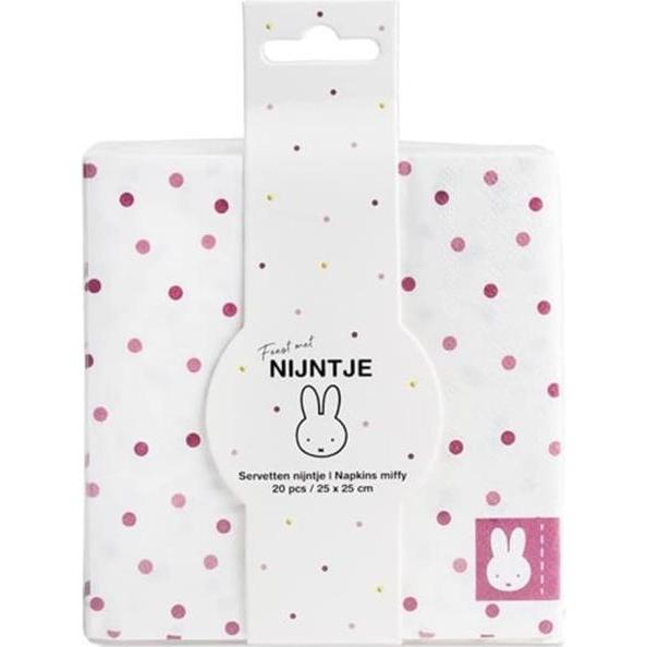 Thumbnail - Haza Witbaard, Servietten, Miffy Pink, 20.. (20 x, 25 x 25 cm)