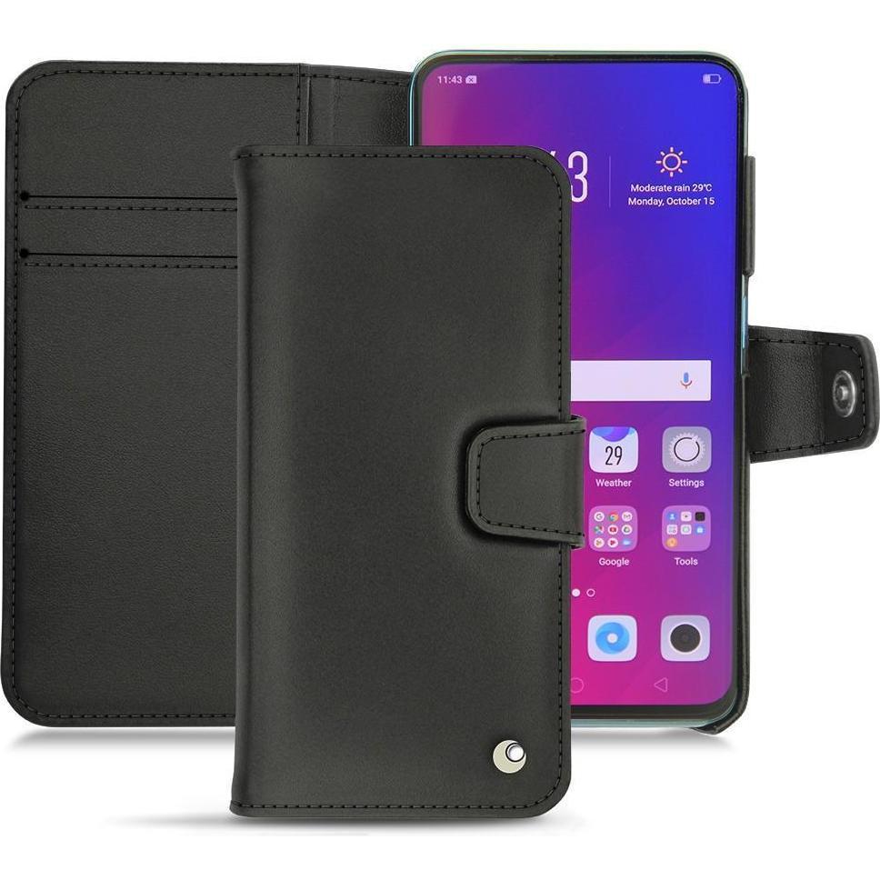 Noreve Lederschutzhülle Wallet (Oppo Find X), Smartphone Hülle, Schwarz