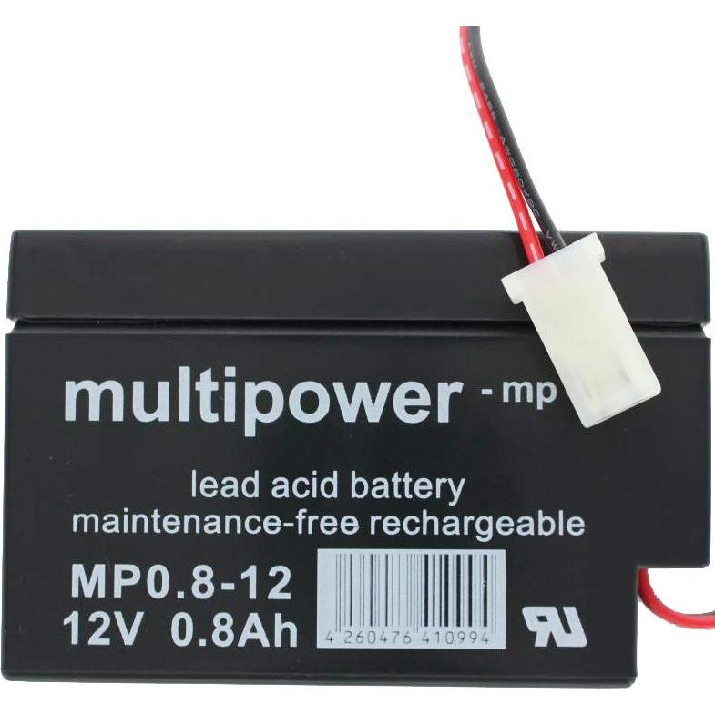 Multipower, Batterieladegerät, Akku MP0.8-12AMP mit AMP Stecker Buchse (12V)