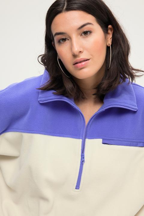 Produktbild Studio Untold Fleece-Sweater, Boxy Shape, Colorblocking, Stehkragen mit Zipper (58)