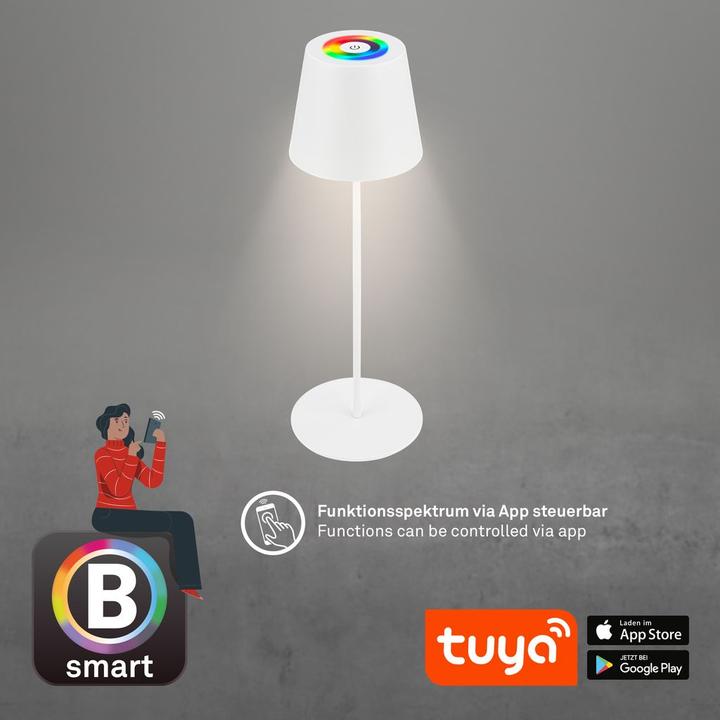 Image du produit Briloner COLORIS Smart Bluetooth RGB/W Lampe de bureau LED rechargeable, Blanc, App (300 lm)