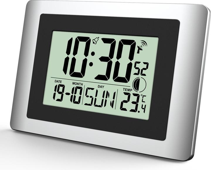 Actual product image Technoline Techno Line WS8028 radio-controlled clock 220 mm x 56 mm x 150 mm x 56 mm silver