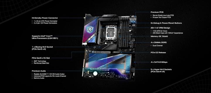 Productafbeelding AsRock Z890 Nova WiFi Intel DDR5 S1851 (LGA 1851, Intel Z890, ATX)