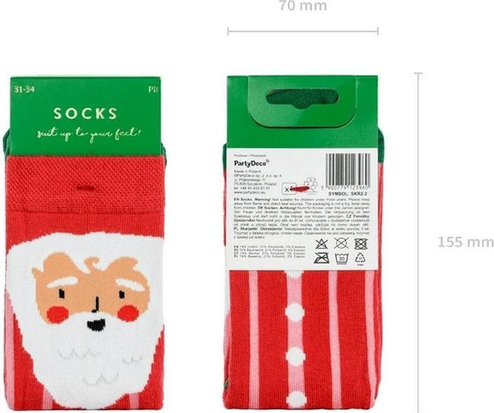 Image du produit Partydeco Chaussettes Père Noël, mix, 30-31 (1 pkt / 1 pc.) (Une unité par pack, 31 - 34)