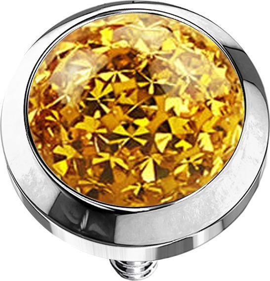 Produktbild Star Piercing Dermal Anchor Kristall Kuppel gelb Epoxy Schutzschicht (ohne Messing, Chirurgenstahl 316L)