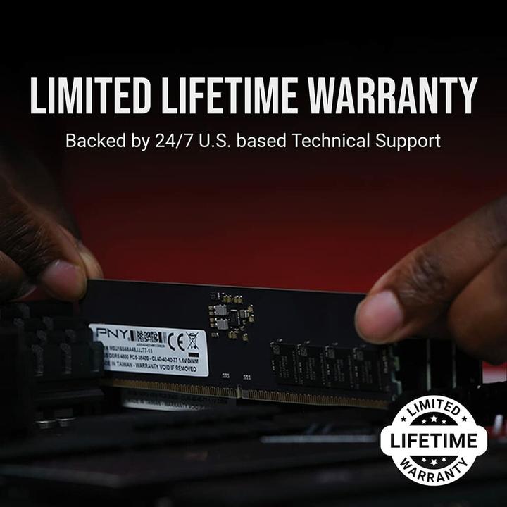 Image du produit PNY MD8GSD54800-TB, 8 Go, 1 x 8 Go, DDR5, 4800 MHz (1 x 8GB, 4800 MHz, RAM DDR5, DIMM)