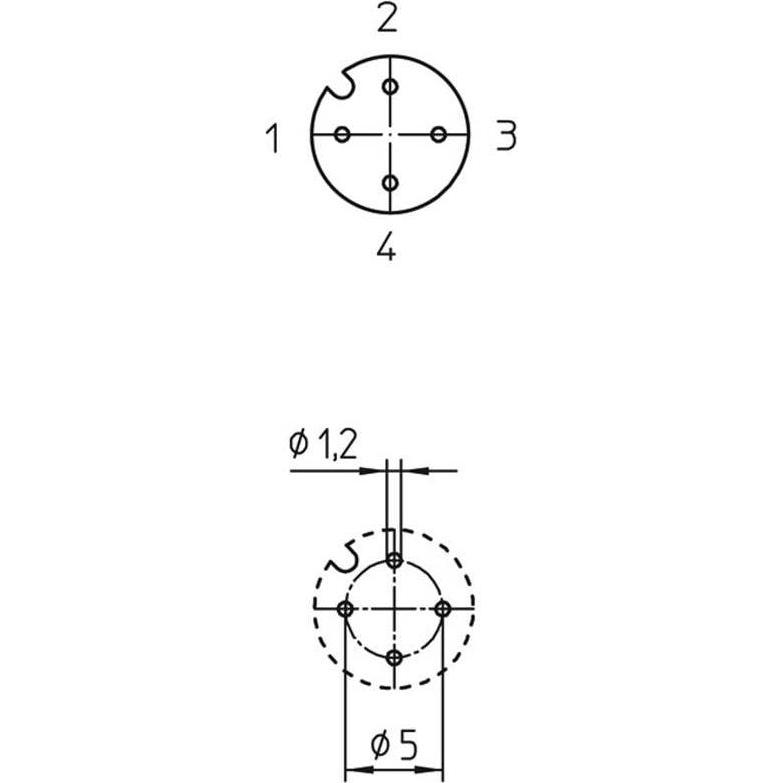 Lutronic 1228 Sensor-/Aktor-Einbausteckverbinder M12 Buchse, Einbau Polzahl: 4, Elektronikkabel + Stecker, Silber