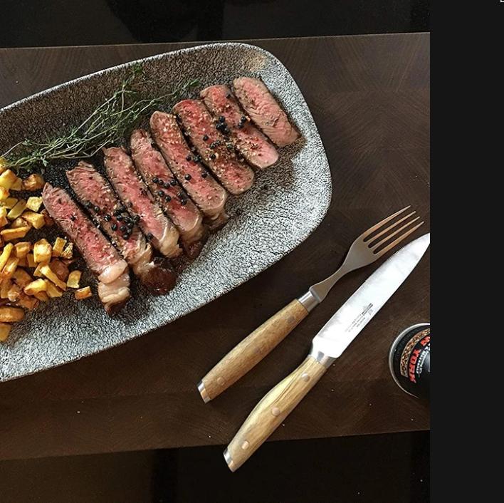 Actual product image Steakchamp Steak knives set of 4 carbon steel, wood (4 Piece, Knife)