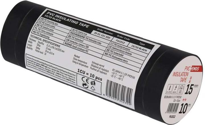 Image du produit Emos Ruban isolant PVC 15mm/10m noir, 10 pcs. (15 mm)