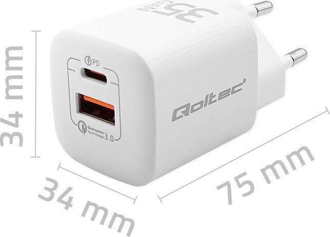 Produktbild Qoltec 50763 Ladegerät für Mobilgeräte Laptop Tragbare Spielekonsole Powerbank Smartphone Smartw (35 W)