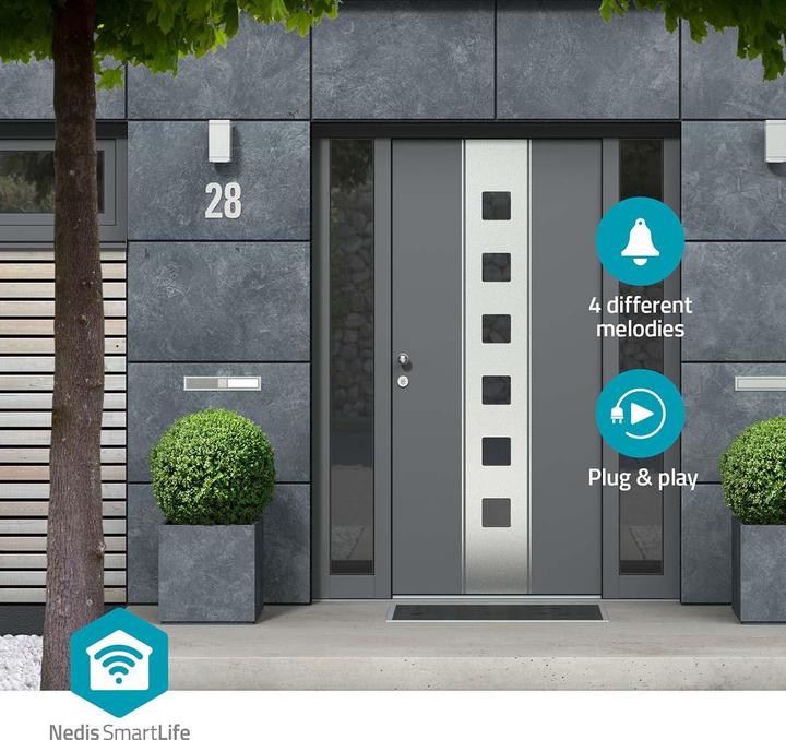 Actual product image Nedis SmartLife Chime | 433 MHz | Accessories for: WIFICDP10GY / WIFICDP30WT / WIFICDP40CWT | Battery Bet (Wireless)