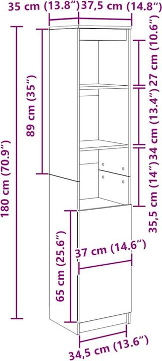 Produktbild vidaXL Highboard (37.50 x 35 x 180 cm)