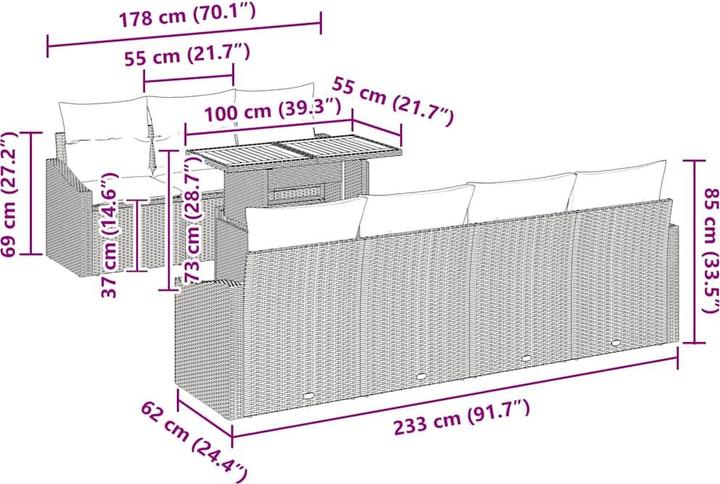 Produktbild vidaXL Garten Essgruppe (55 cm)