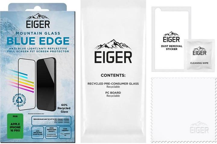 Actual product image Eiger Mountain Glass Blue Edge (1 Piece, Apple iPhone 16 Pro)