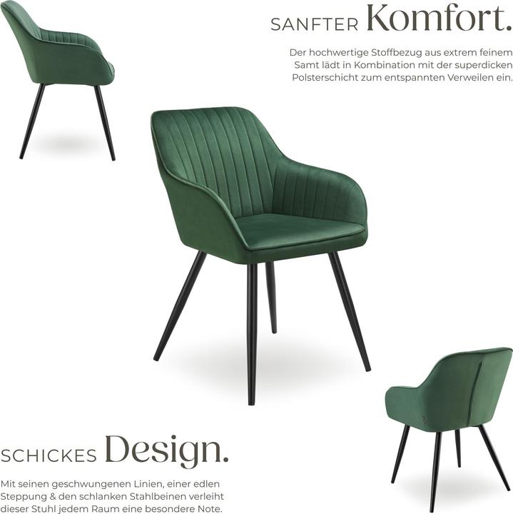 Actual product image tectake Chair Marilyn, Velvet look, quilted