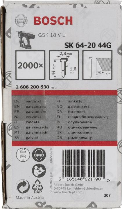Actual product image Bosch Professional Zubehör Countersunk pin SK64 20G, 44 mm galvanised