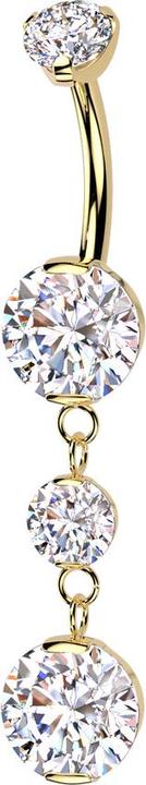 Produktbild Acha Direct Banane Innengewinde vergoldet zwei runde Kristalle silber Anhänger zwei Kristalle silber (ohne Messing, Titan)