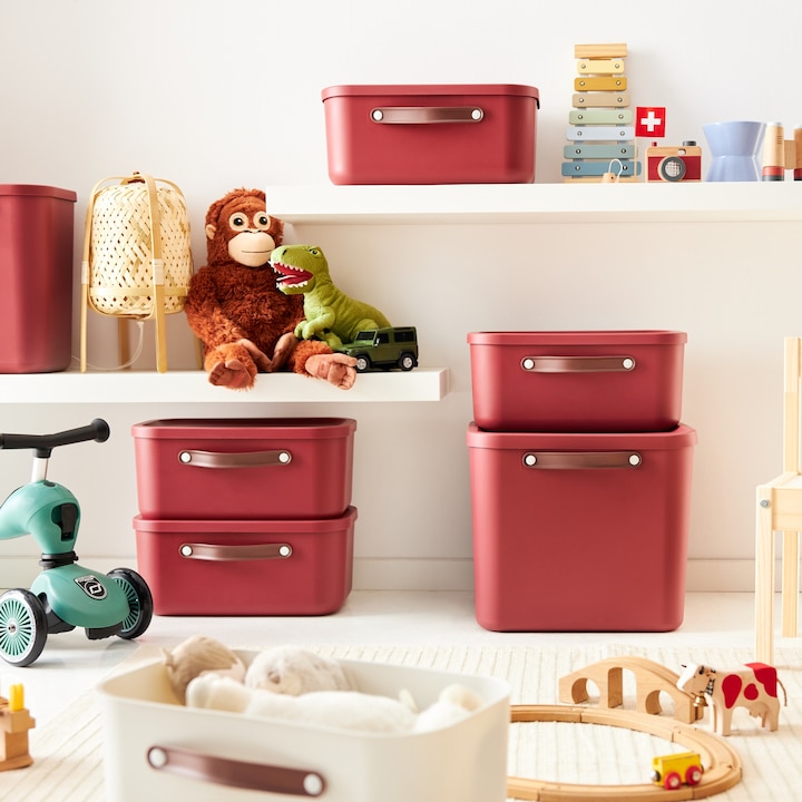 Image du produit Rotho Boîte de rangement Maloja 25 l, Iron rouge (25 l)