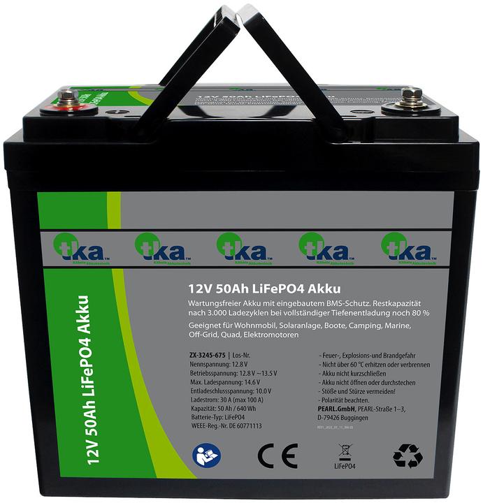 Image du produit TKA Batterie LiFePO4, 12 V, 50 Ah / 640 Wh (12.80 V, 50 Ah)