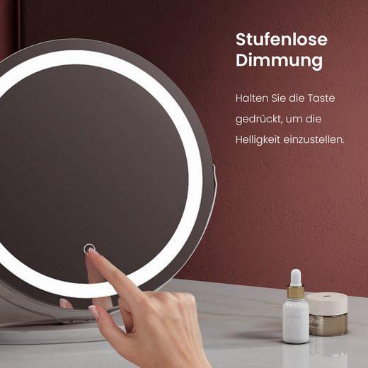 Actual product image Emke Round Illuminated Cosmetic Mirror, 3 Colour Temperatures and Dimmable, 360° Rotatable, 50*52cm, Whit