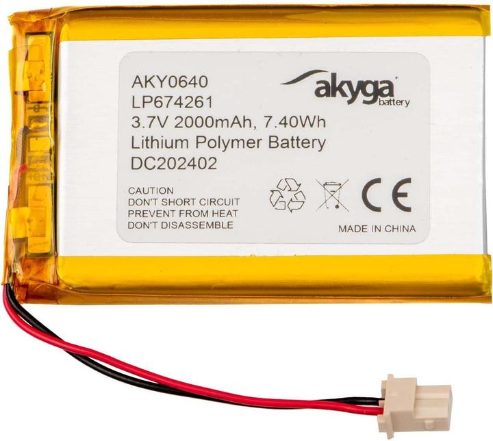 Actual product image Akyga LP674261 Akkupack x Spezial-Akku LiPo 3.7 V 2000 mAh (3.70 V, 2000 mAh)
