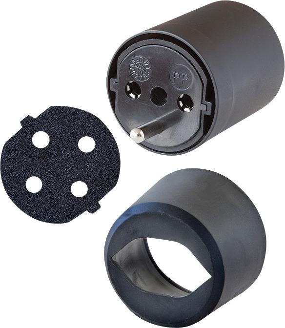 Brennenstuhl Adaptateur fixe (kit de DE à CH, y compris caoutchouc mousse et capuchon, 3 pôles) noir