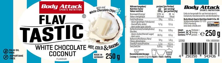 Immagine prodotto Body Attack Flav Tastic (barattolo da 250g) (Cocco, Cioccolato bianco, 1 x, 250 g)