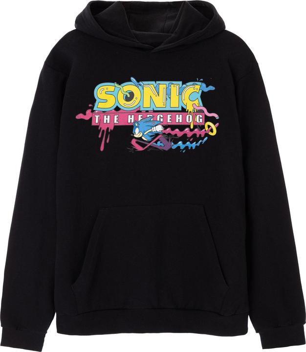 Immagine prodotto Sonic The Hedgehog Felpa con Cappuccio Psicadelico Logo Uomo (3XL)
