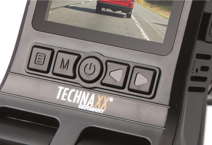 Produktbild Technaxx FullHD Dual Dashcam "TX-185" (GPS-Empfänger, Eingebaute Anzeige, Eingebautes Display, Eingebautes Mikrofon, Akku, Nachtsicht, Beschleunigungssensor, WLAN, Full HD)