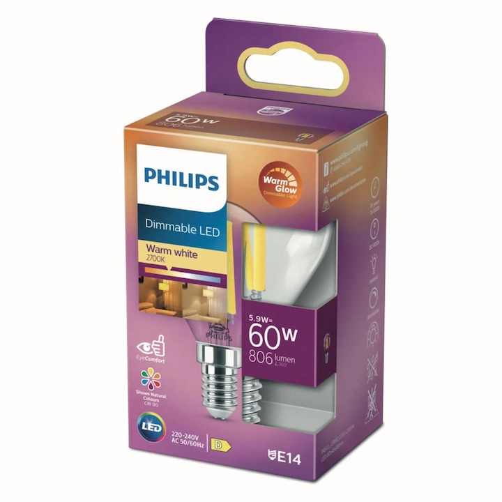 Actual product image Philips LED Classic (E14, 5.90 W, 806 lm, 1 x, D)
