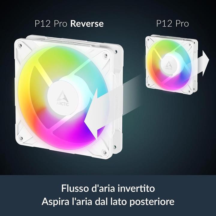 Actual product image Arctic Ventilateur de boitier P12 Pro Reverse RGB - 12cm (Blanc) (120 mm, 1 x)