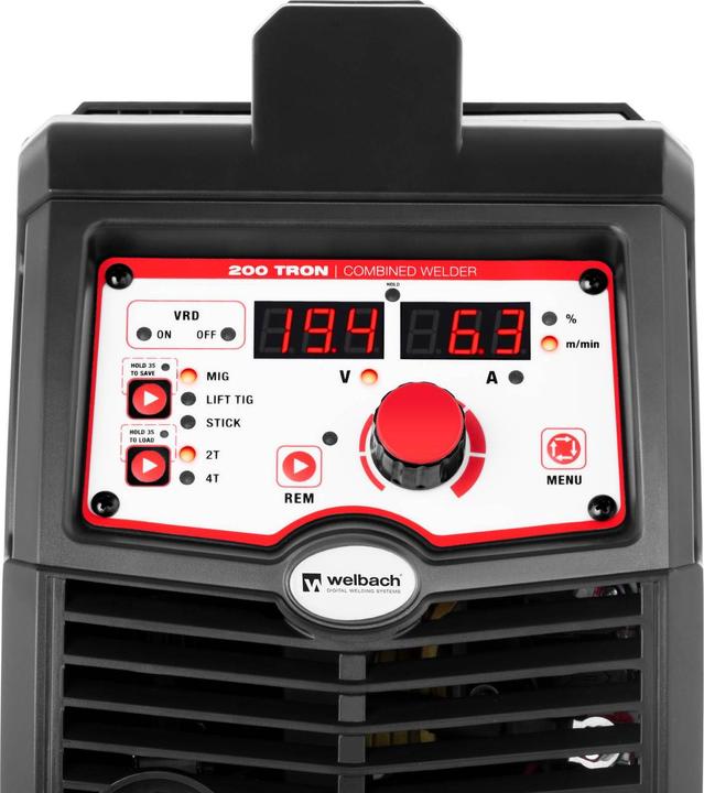 Produktbild Stamos Welbach 4in1 KOMBI Schweissgerät - MIG/MAG WIG E-Hand MMA FCAW IGBT Digital 200 A