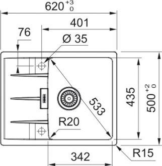 Immagine prodotto Franke Bitte in Hybris oder Grundatentext in SAP-ERP in IT pflegen!! (Lavello con sgocciolatoio, 50 cm, 62 cm)