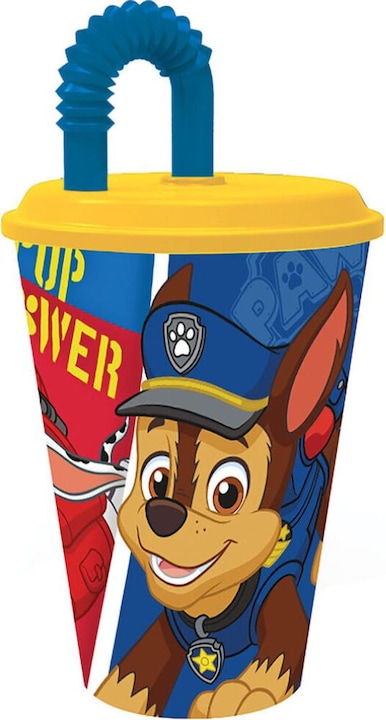 Produktbild Stor Paw Patrol "PUP POWER" - Becher mit Deckel und Strohhalm, 430 ml