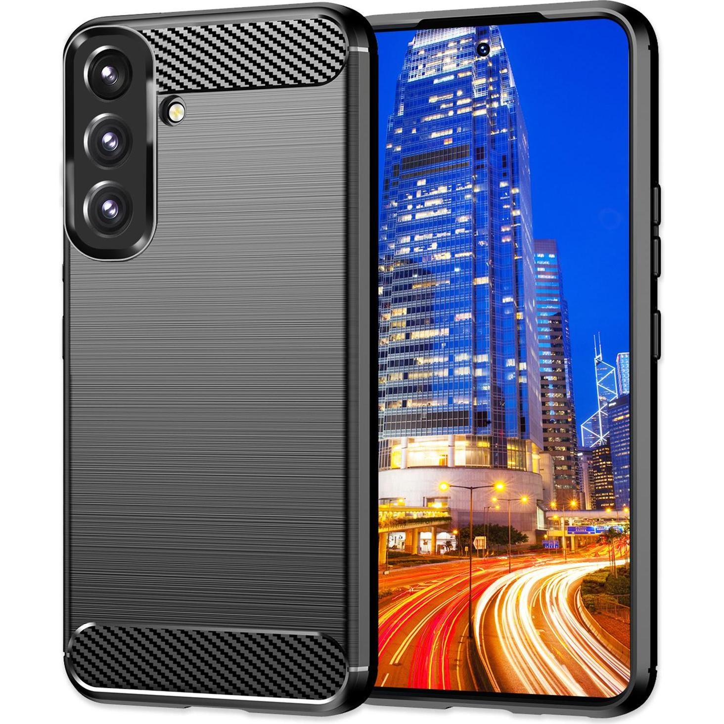 Thumbnail - Nalia Carbon-Look Silikon Hülle (Samsung Galaxy S24+), Smartphone Hülle, Schwarz