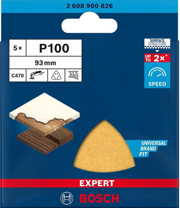 Produktbild Bosch Professional Zubehör EXPERT C470 Schleifpapier für Deltaschleifer, 93 mm, G 100, 5 Stück (100)