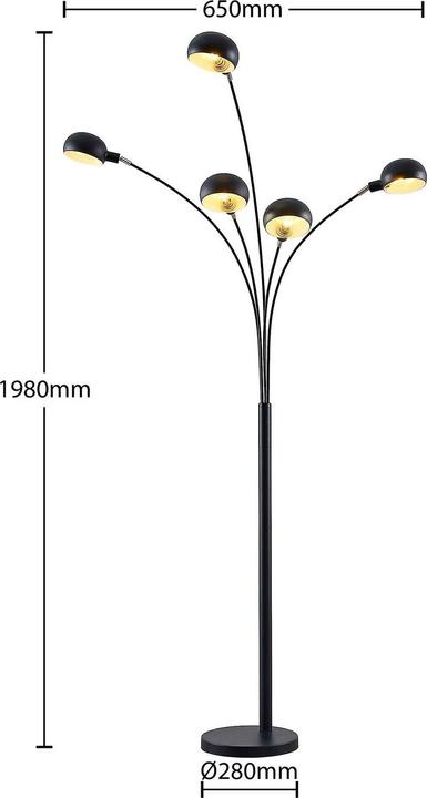 Produktbild Lindby Jewa Stehleuchte, fünfflammig, schwarz (E14)