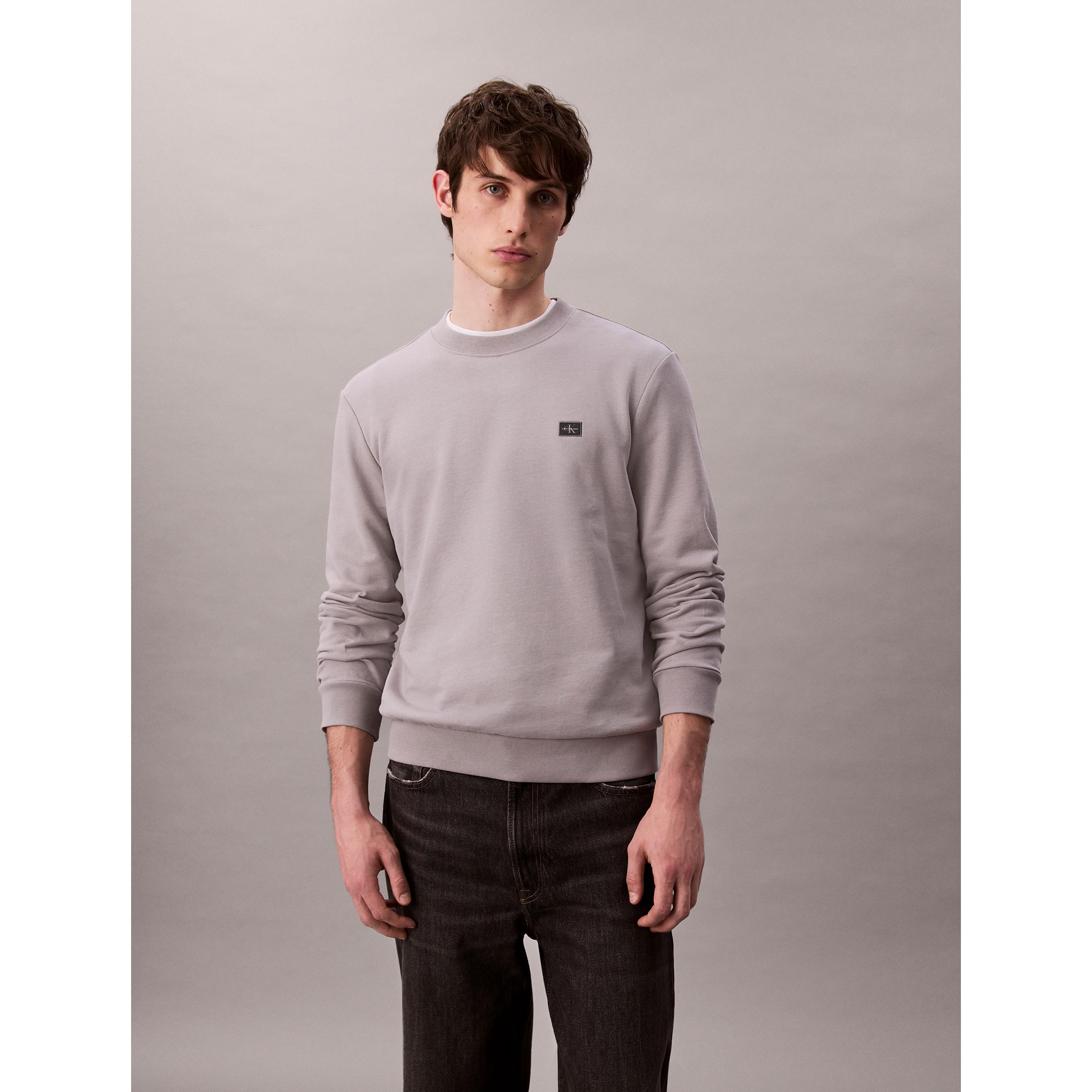 Calvin Klein Jeans, Uomini, Felpa + Maglione, Ls Eu Badge 350terry Cn Swtshrt, Grigio, (S)
