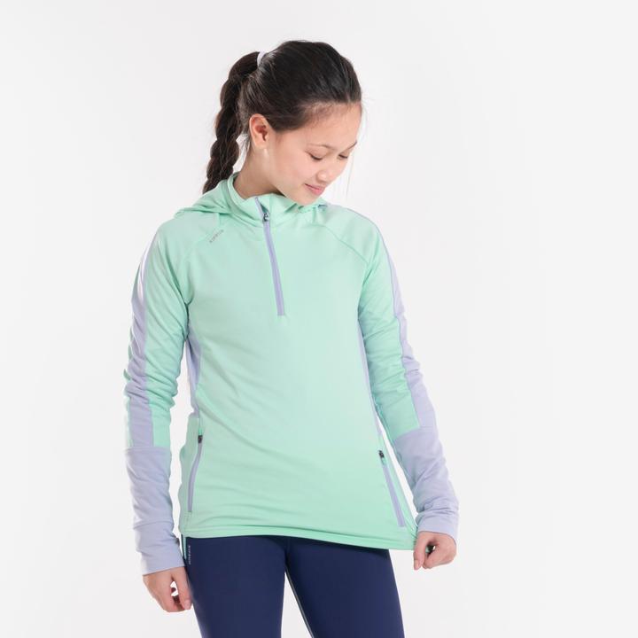 Produktbild Kiprun Laufshirt langarm Kinder warm Reissverschluss - Warm+ 900 grün/grau (140)