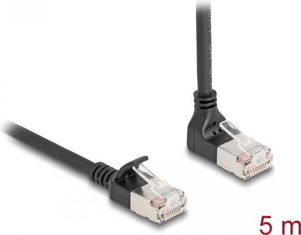 Actual product image Delock RJ45 network cable Cat.6A S/FTP Slim 90° bottom angle (S/FTP, CAT6a, 5 m)