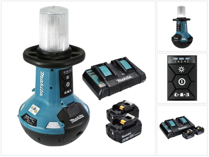 Produktbild Makita DML 810 PM Akku LED Flächenlicht 18 / 36 V ( 2 x 18 V ) 5500 lm IP54 + 2x Akku 4,0 Ah + (5500 lm)