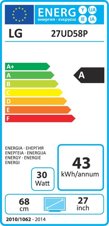 Label énergétique LG 27ud58p-B (3840 x 2160 pixels, 27")