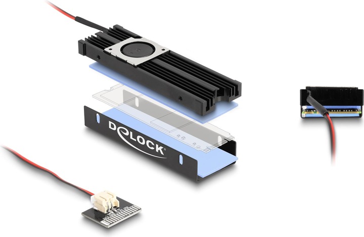 Actual product image Delock Heat sink with fan for M.2 SSD 2280 black
