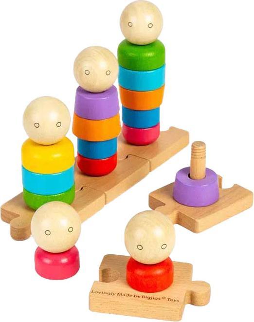 Actual product image Bigjigs Stapelspielzeug „Regenbogenfamilie“ aus Holz, 25-tlg.
