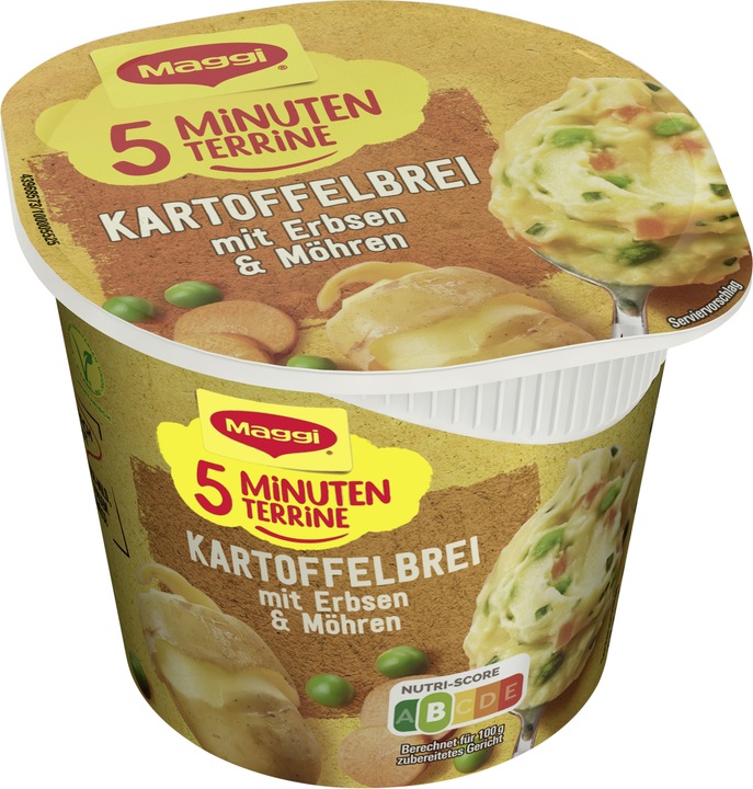 Produktbild Maggi 5 MINUTEN TERRINE Kartoffelbrei Erbsen Möhren (43 g)