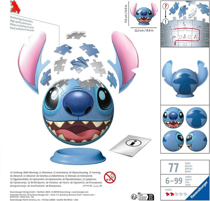 Immagine prodotto Ravensburger Palla Puzzle Disney Stitch con orecchie (72 pezzi)