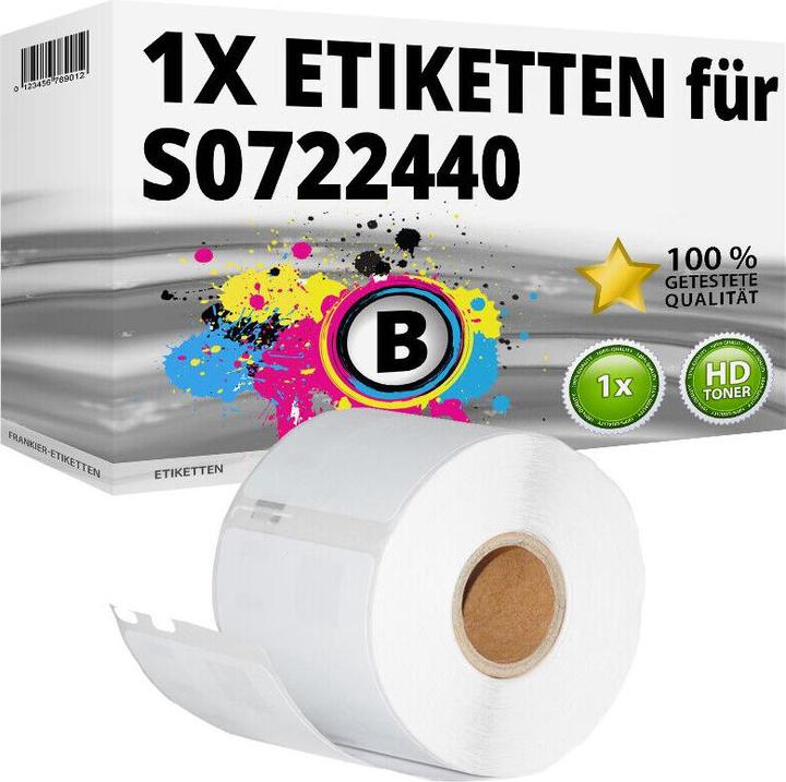Produktbild Druckfuxx 1x Etikette für Dymo 99015 LabelWriter 310 320 330 Series 400 Duo SE 450 Turbo (5.70 cm, Weiss)