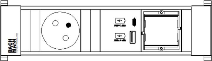 Produktbild Bachmann POWER FRAME S 1xUTE 916.5271xUSB A&C 22W 1xCM 0,2m GST18 (1x, CEE 7/3, CEE 7/5)
