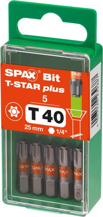 Actual product image Spax BIT T-STAR PLUS T40 25mm S (Hexagon socket TX)