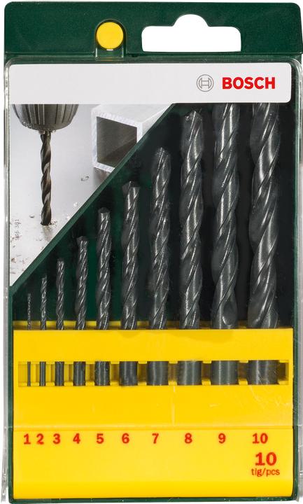 Produktbild Bosch Zubehör Metallbohrer-Set HSS-R, 10-teilig, 1 - 10 mm (5 mm, 6 mm, 7 mm, 8 mm, 10 mm, 4 mm, 3 mm, 2 mm, 1 mm, 9 mm)